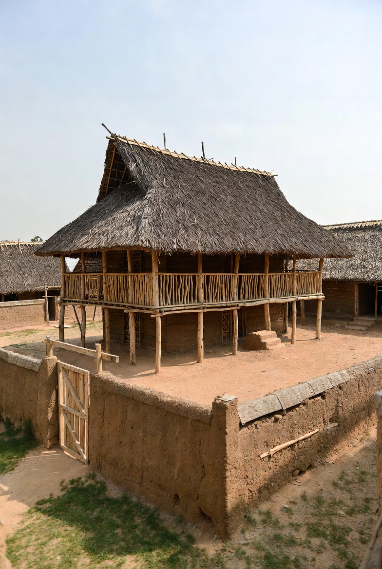 Traditional Ashanti Compound House with courtyard